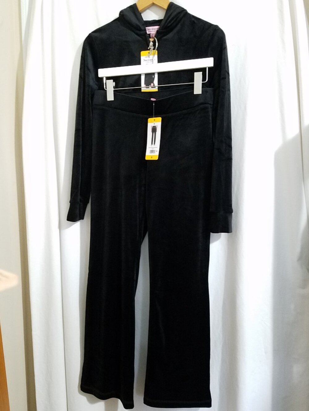 Juicy Couture Velour Tracksuit Set Black Medium NWT Rhinestone Logo Jacket Pants